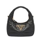 Prada Nappa-leather Mini Bag With Topstitching 1BA384 Black