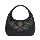 Prada Large, Topstitched Nappa-leather Bag 1BC183 Black