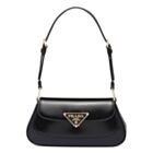 Prada Brushed Leather Shoulder Bag 1BD345 Black