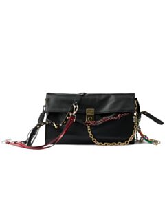 Prada Soft Sound Large Leather Shoulder Bag With Charms 1BD378 Black